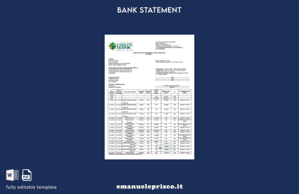 modello word di estratto conto bancario Halyk del Kazakistan in stile verificato